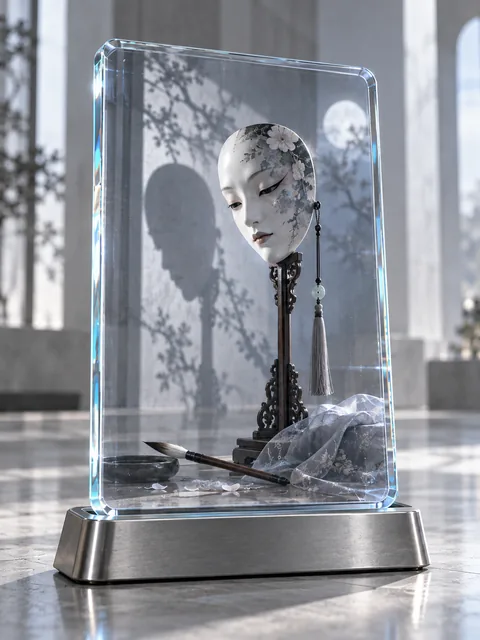 画皮异鬼的AI视觉演绎，透明玻璃图鉴卡展示