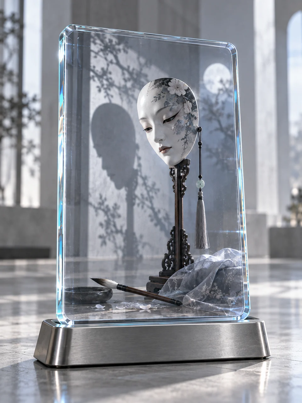 画皮异鬼的AI视觉演绎,透明玻璃图鉴卡展示